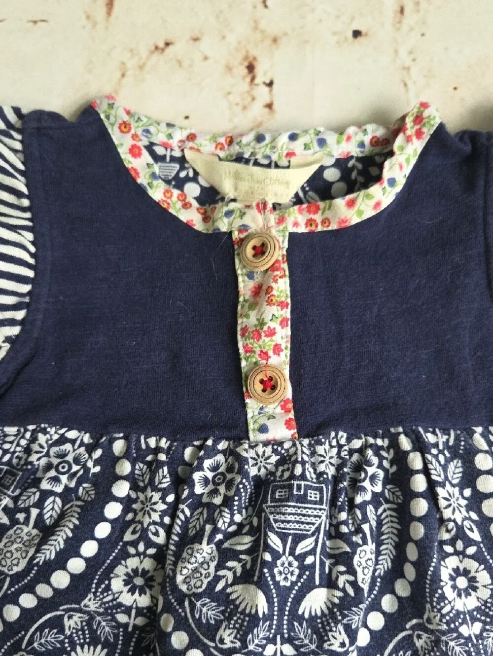 Matilda Jane Navy Blue and White Floral Paisley Dress with Floral Bloomers